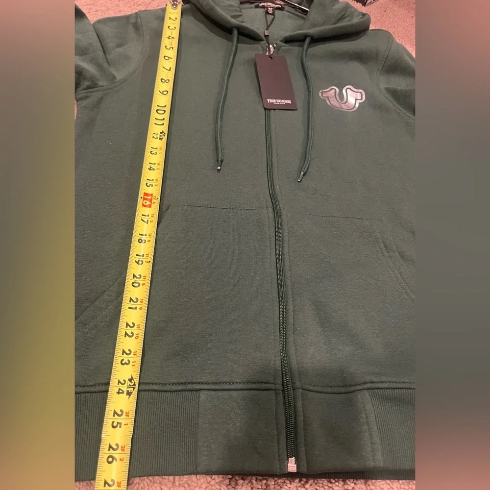 TRUE RELIGION Foil Triology full zip hoodie in Dark green NWT